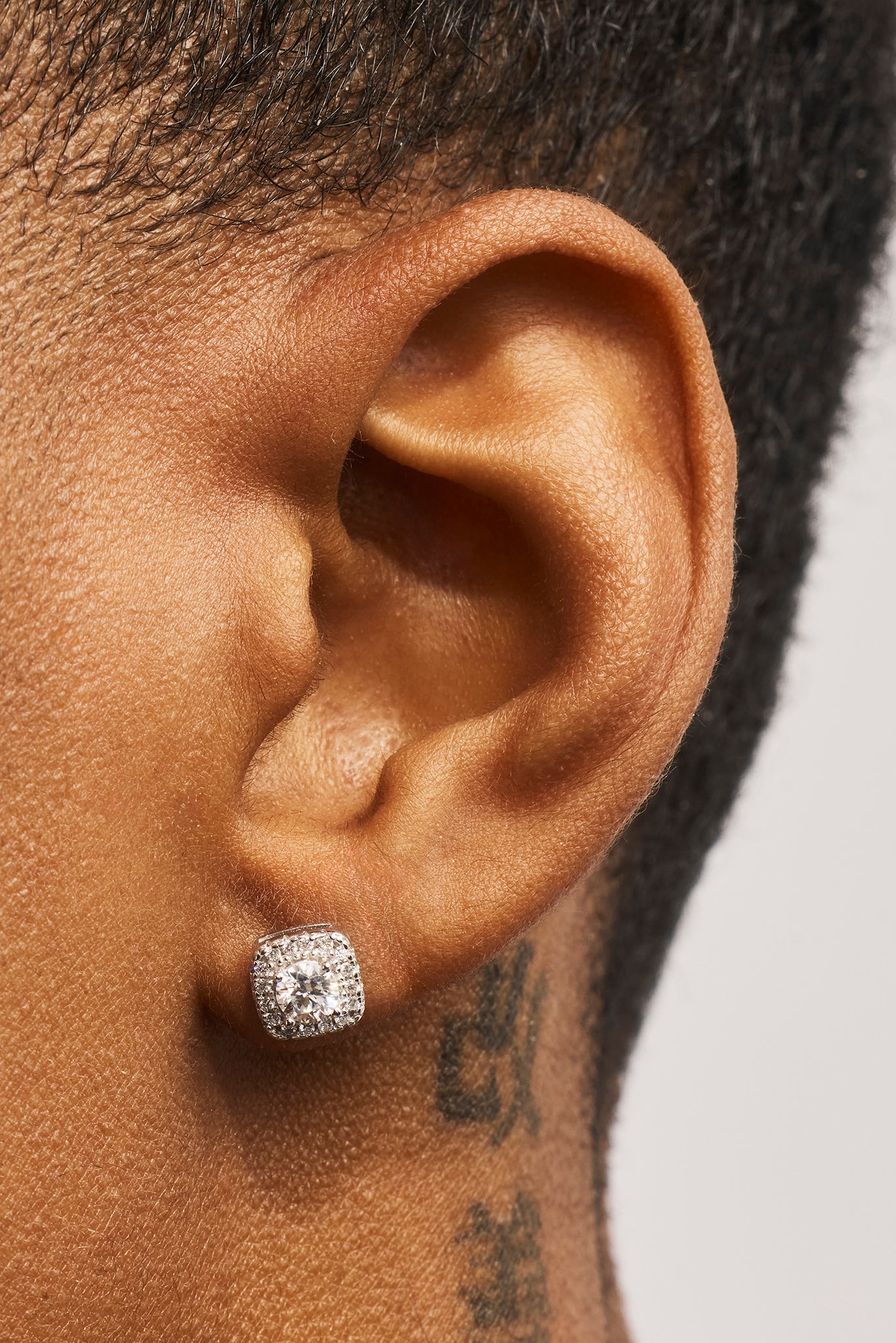 Moissanite Cluster Stud Earrings - 7mm - White